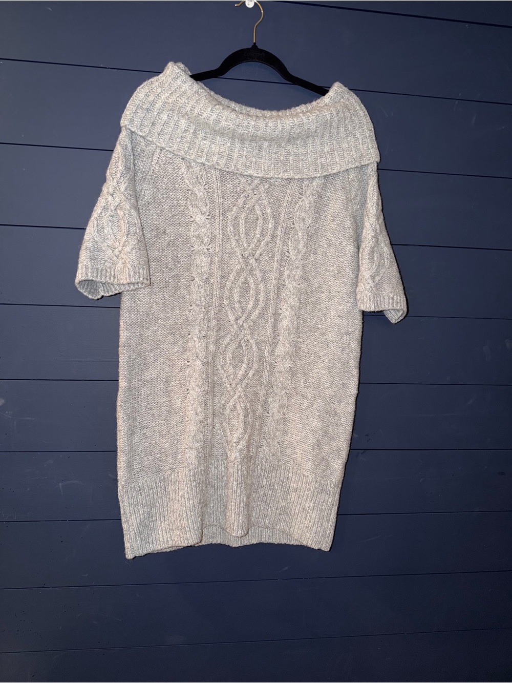 Old Navy Off-the-Shoulder Cable Knit Sweater Dress in Light Gray